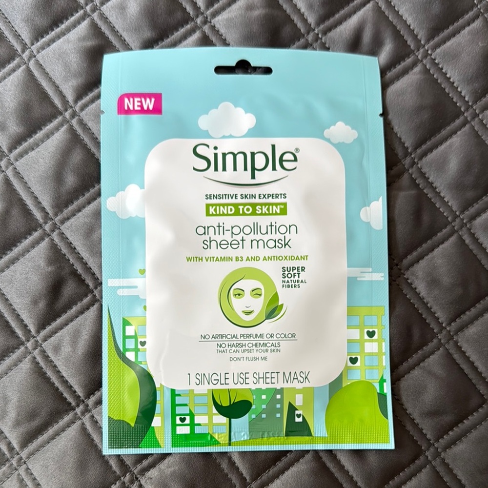 20 Simple Kind to Skin Anti-Pollution Sheet Masks- Box of 20